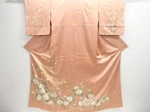 松竹梅に牡丹模様刺繍訪問着